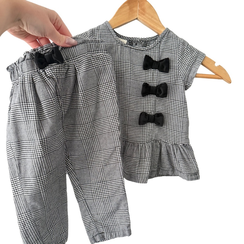 First Impressions Black and White Houndstooth Matching Set